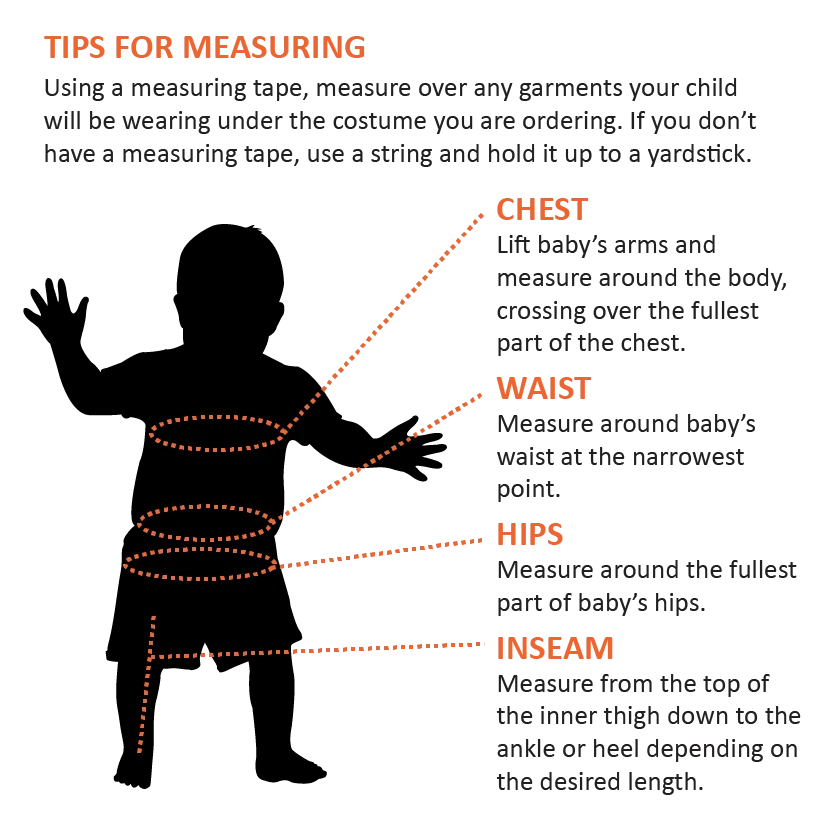 Baby Costume Sizing Chart Diagram