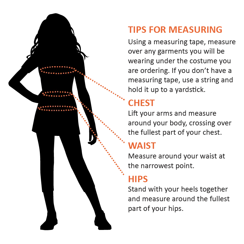 Girl's Costume Sizing Chart Diagram